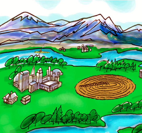 graphic drawing of a landscape